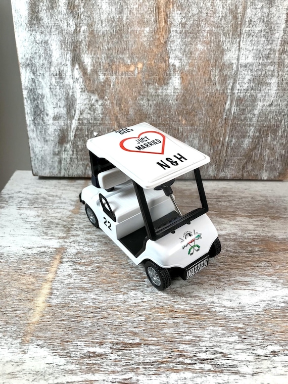 Personalized golf cart, Golf wedding decor, Golf cake topper, Golf engagement, Just married gift, Golf retirement gift, Golf player gift