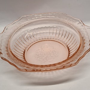 Pink mayfair open rose Depression glass 7&quot; Vegetable bowl
