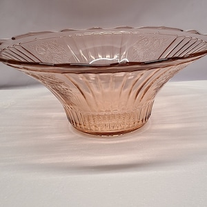 Vintage Pink Mayfair AKA Open Rose Deep Fruit Bowl or Hat Bowl by Anchoring Hocking Glass 1930&#39;s, Pink Depression Glass 12&quot; Deep Fruit Bowl