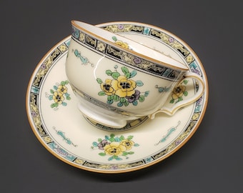 Vintage Royal Doulton Robert Allen Studios Flower Cup & Saucer, Royal Doulton Yellow Flower Cup and Saucer 1920&#39;s