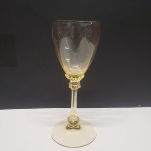 Unique Vintage Old Dominion Sahara Yellow 2oz Wine Goblet by Heisey Diamond Optic Glass