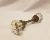 Antique glass doorknob set one has small chip.