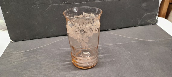 Pink Dogwood Depression glass  tumbler 5 inch