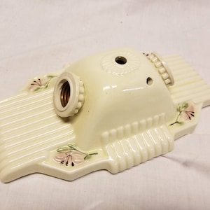 Antique porcelain bathroom wall sconce pastel flowers