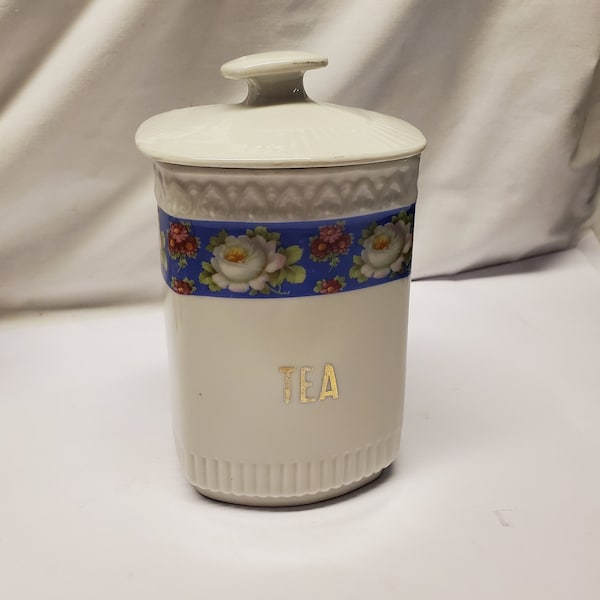 antique china Cannister TEA  7 1/2 inches tall