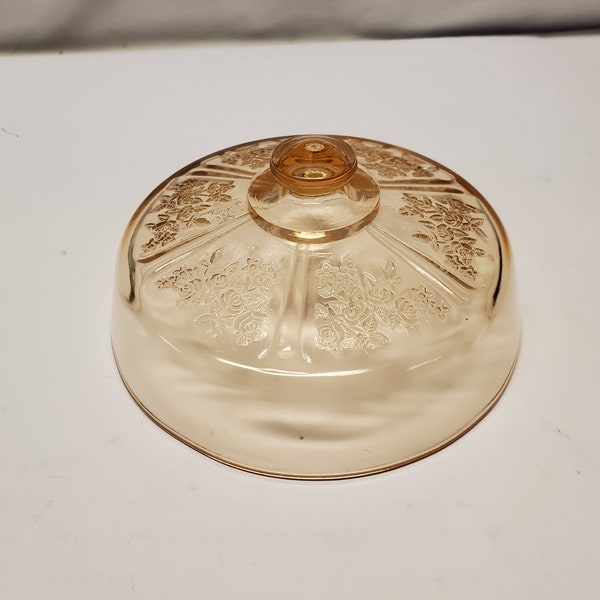 Pink sharon cabbage rose depression glass butter dish top