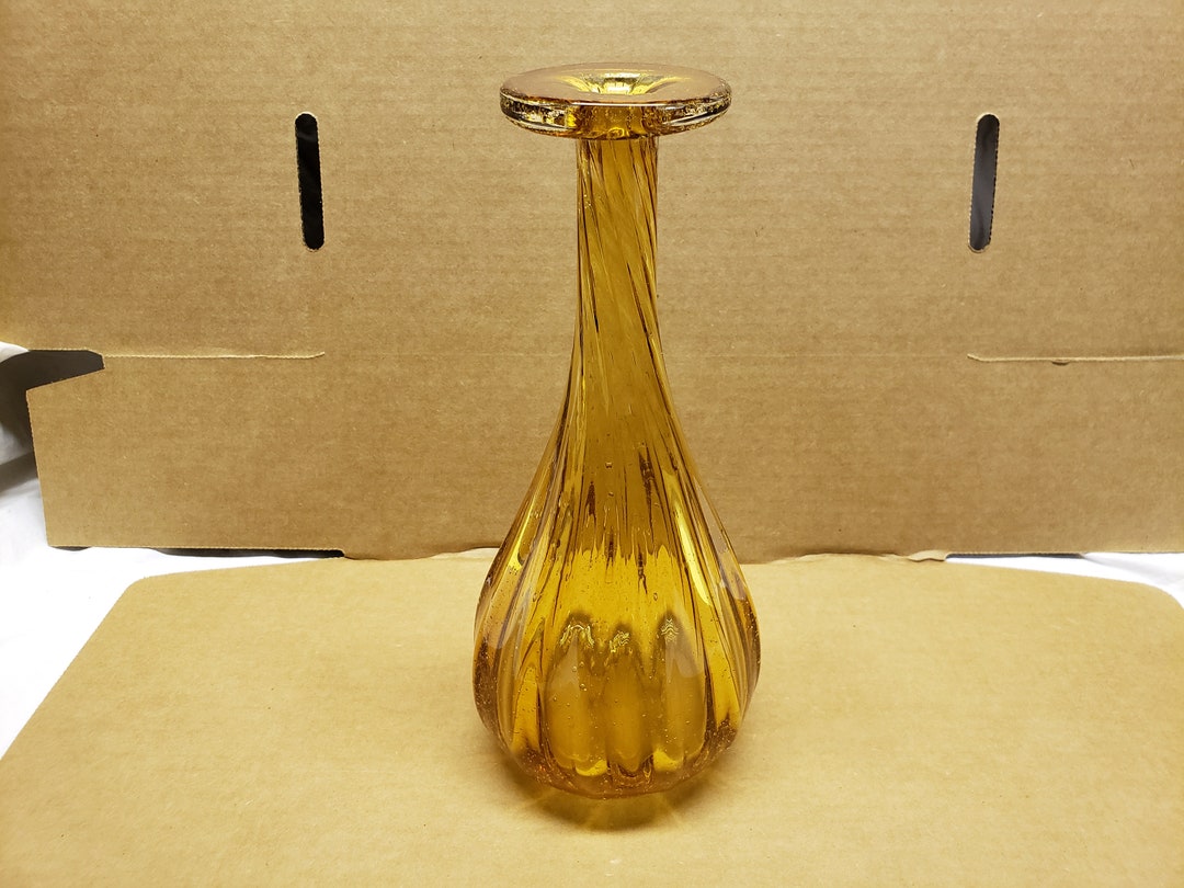 12 Heavy Blown Glass Amber Bud Vase Etsy
