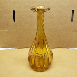12&quot; Heavy Blown glass Amber bud vase