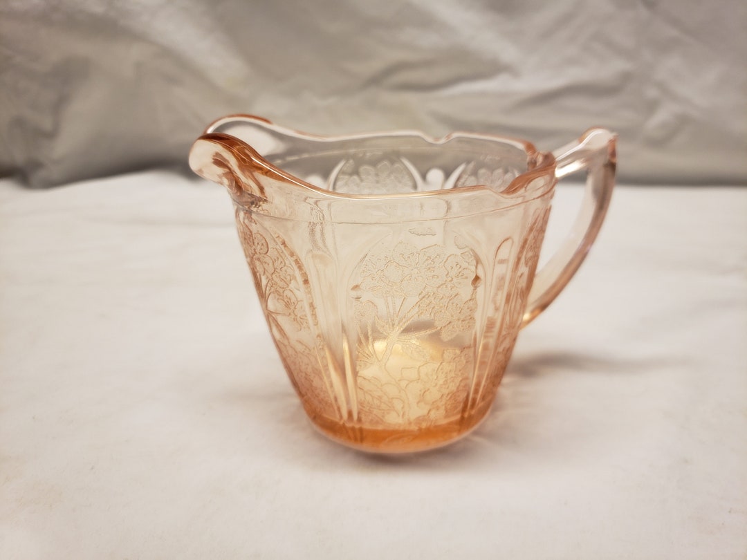 Pink Cherry Blossom Depression Glass Creamer Etsy