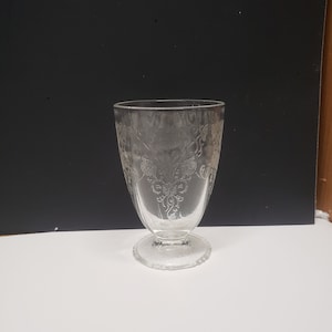 Vintage Clear Crystal Florentine #1 Footed Tumbler by Hazel Atlas 1930s, Florentine Depression Glass 4&quot; Tumbler, Clear Depression Glass