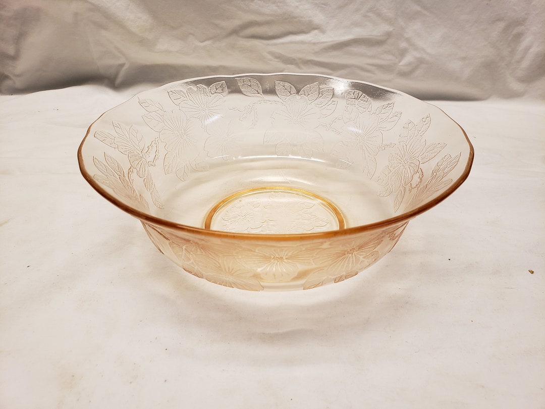 Pink Dogwood Depression Glass 8 1/2 Inch Bowl Etsy