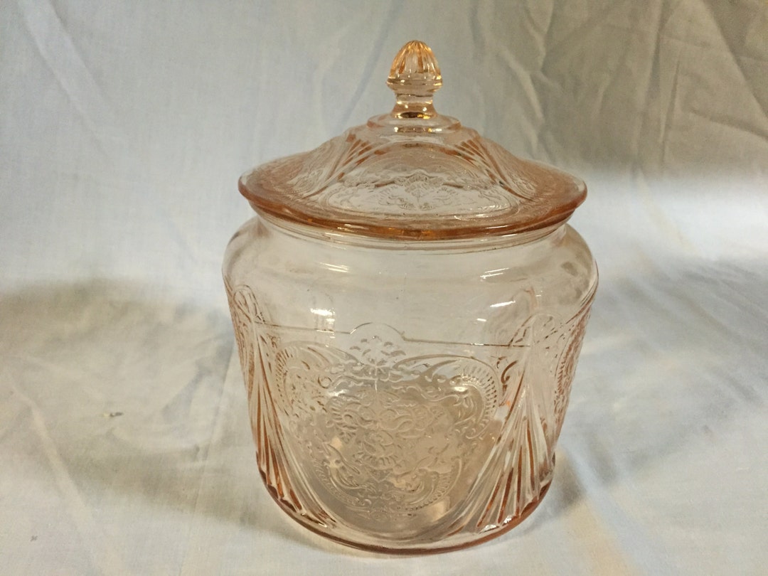 Pink Royal Lace Depression Cookie Jar Etsy