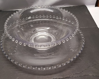 Candlewick Depression Glas Klare Schale mit unter Platte 12 1/4