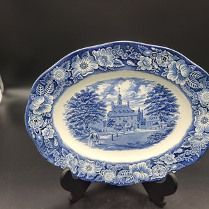 Staffordshire Liberty blue 12&quot; platter govenor&#39;s house williamsburg.
