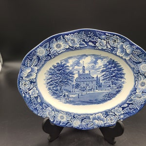 Staffordshire Liberty blue 12" platter govenor's house williamsburg.