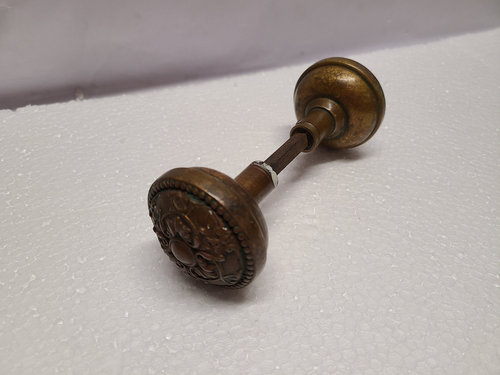 Antique Fancy Embossed Brass Door Handle Set Etsy