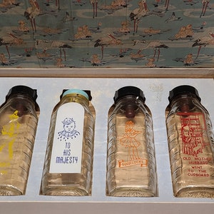Satz von 5 antike Fee Schwanz Babyflaschen Brennans Milchbauernhof Gipfel NJ