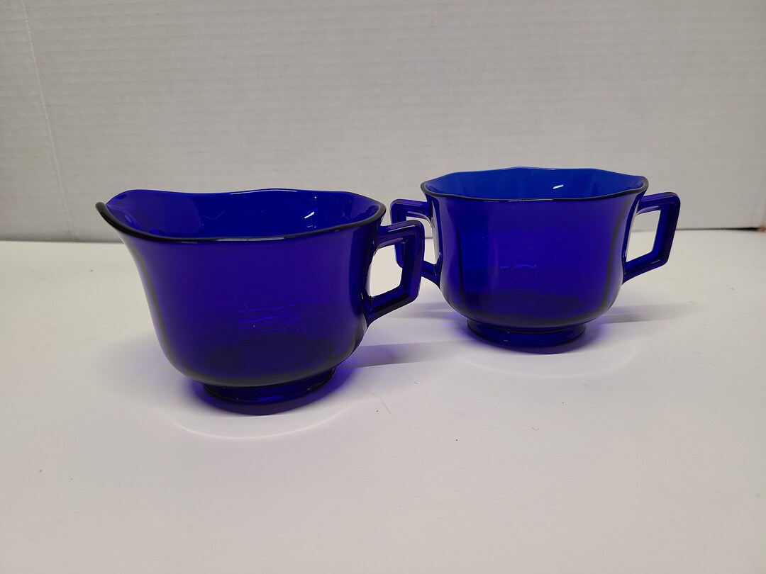 Antique Cobalt Blue Sugar and Creamer Set Etsy