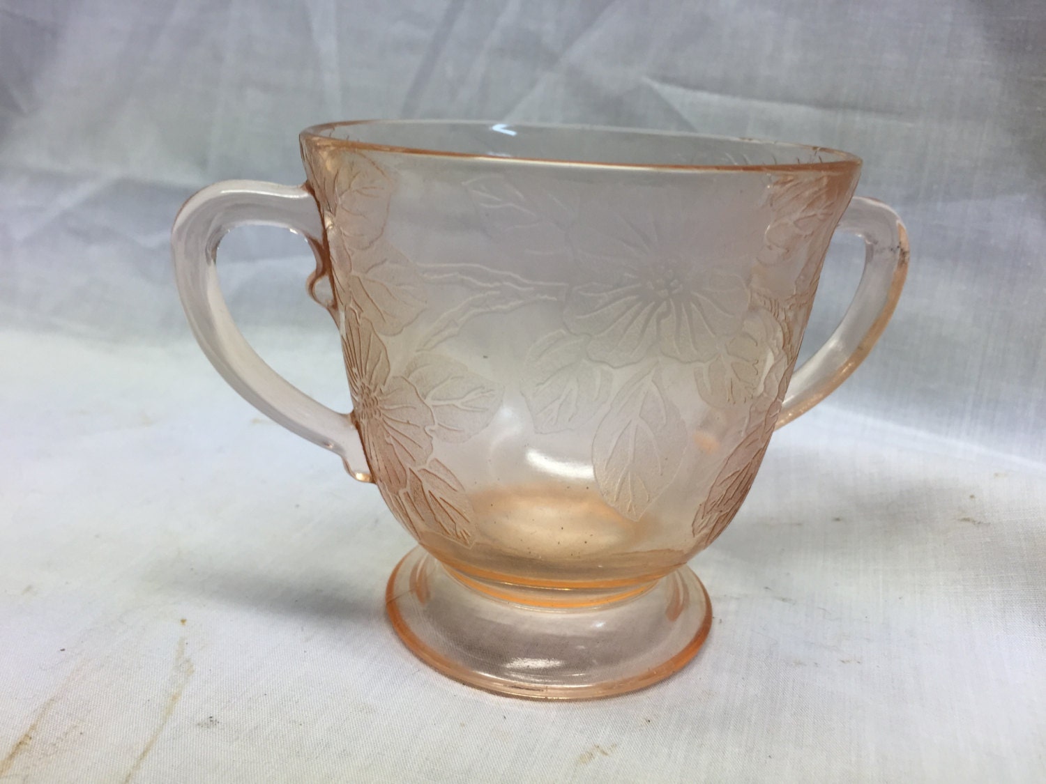 Pink dogwood depression glass Sugar bowl/dish Etsy