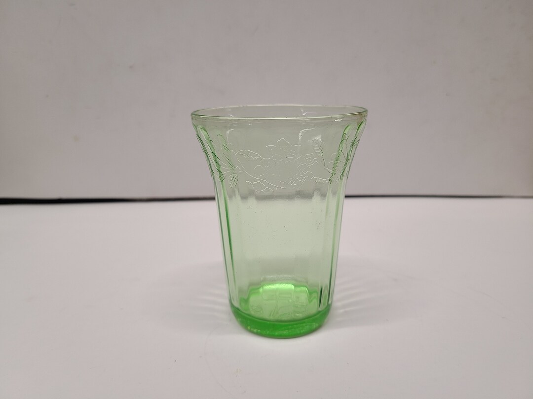 Green Cherry Blossom Depression Glass Tumbler 4 1/4 MINT - Etsy