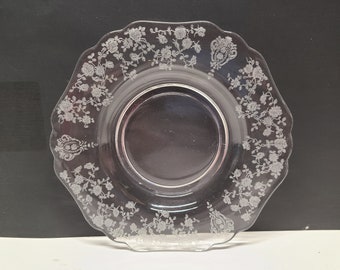 Cambridge Rose Point Bread Plate: Etched Crystal Glassware, 6 Inch