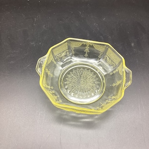 Topaz Princess oatmeal bowl with handles. 5 1/2” wide and 6” at handles and 1 5/8” deep.