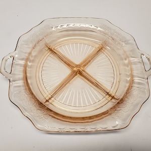 Mayfair Pink Depression glass  4 part relish dish