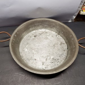 Early hammered copper 2 loop handle pan 21 1/2 x 3 1/4"