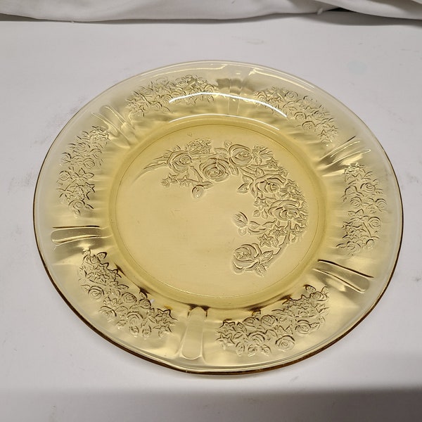 Amber Sharon Cabbage rose Depression glass bread butter plate 6"