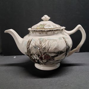 Johnson Bros  Friendly Village 36 oz. teapot with Sugar Maples design.