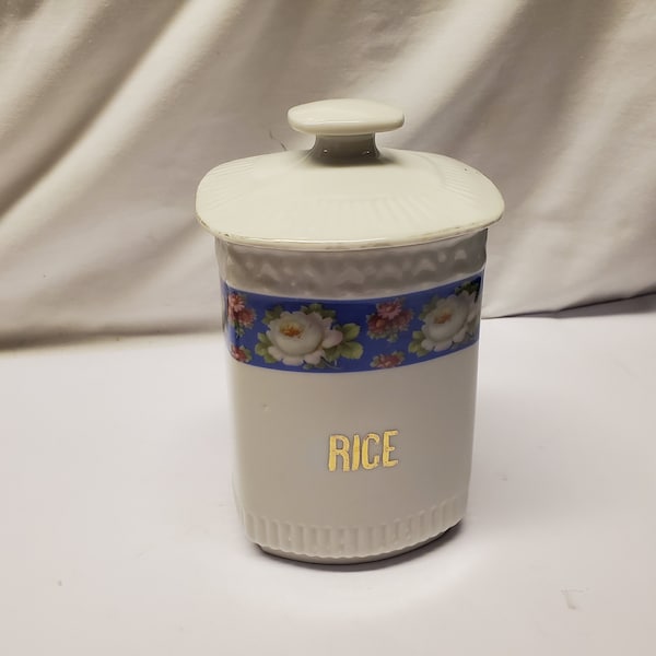 antique china Cannister Rice   7 1/2 inches tall