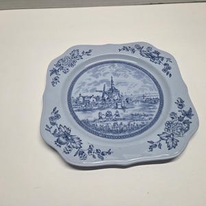 Johnson Brothers Tulip Time Blau auf Blau quadratischer Salatteller 19 cm