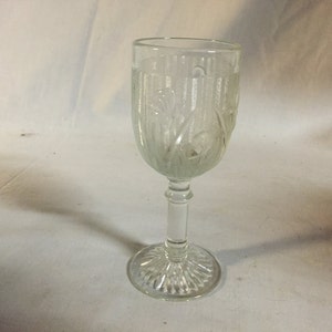 Crystal Iris depression glass 5 3/4&quot; wine goblet 2 1/4&quot; diameter