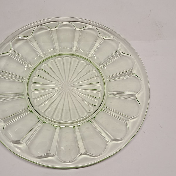 colonial knife and fork  Green depression glass luncheon plate 8 1/2"