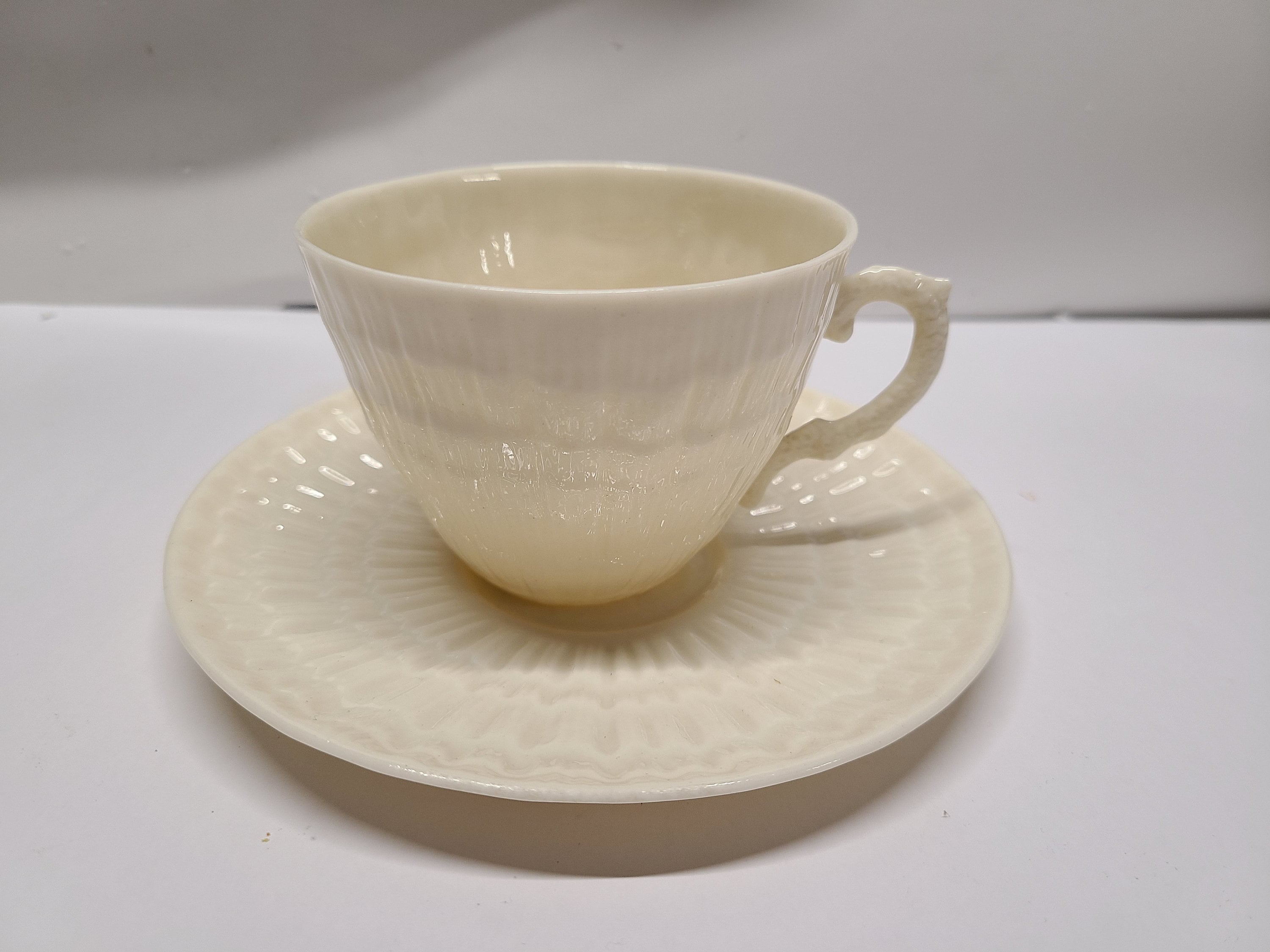 Belleek White Tea Cup and Saucer - Etsy