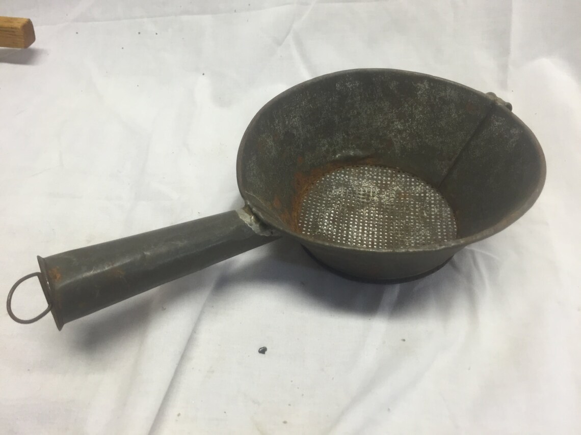 Antique Tin Strainer W/ Handle Etsy
