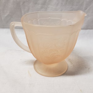 Pink Frosted  mayfair open rose Depression glass  creamer