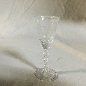 Elegant Vintage Fostoria Chintz Cordial Glass 4&quot; Tall, Roses and Thorns Etched in Fostoria Chintz Cordial Glass