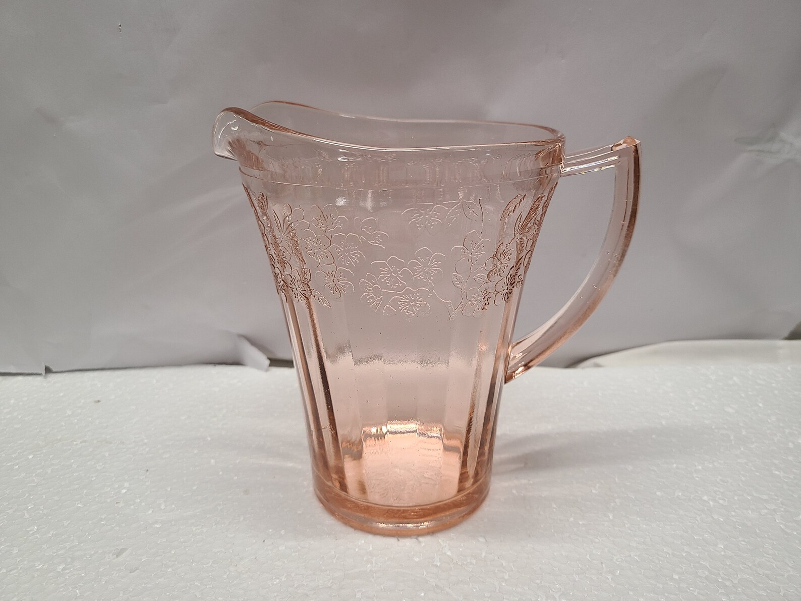 Pink Cherry Blossom Depression glass flat pitcher with Etsy
