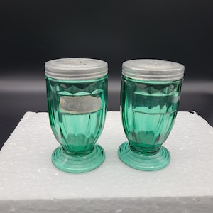 Ultramarine Jennyware pair of salt and pepper shakers by Jeannette glass company.