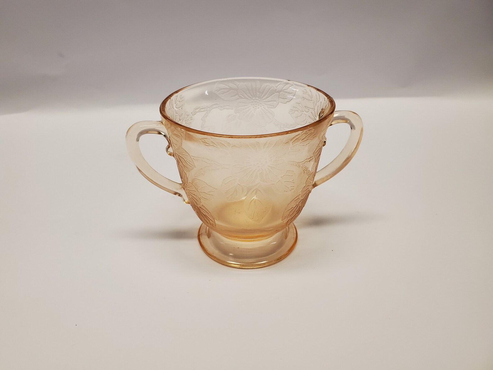 Pink Dogwood Depression Glass Thick Sugar Bowl Etsy UK