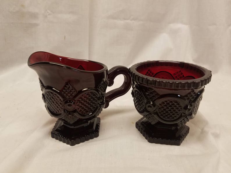 Vintage Avon Cape Cod Ruby Red Creamer and Sugar Bowl - Etsy
