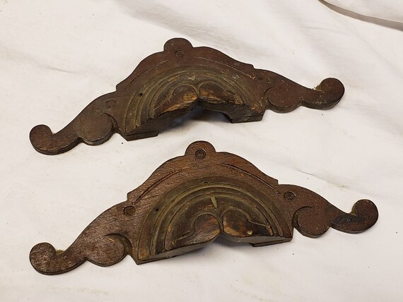 Pair Of Carved Antique Walnut Drawer Pulls Etsy
