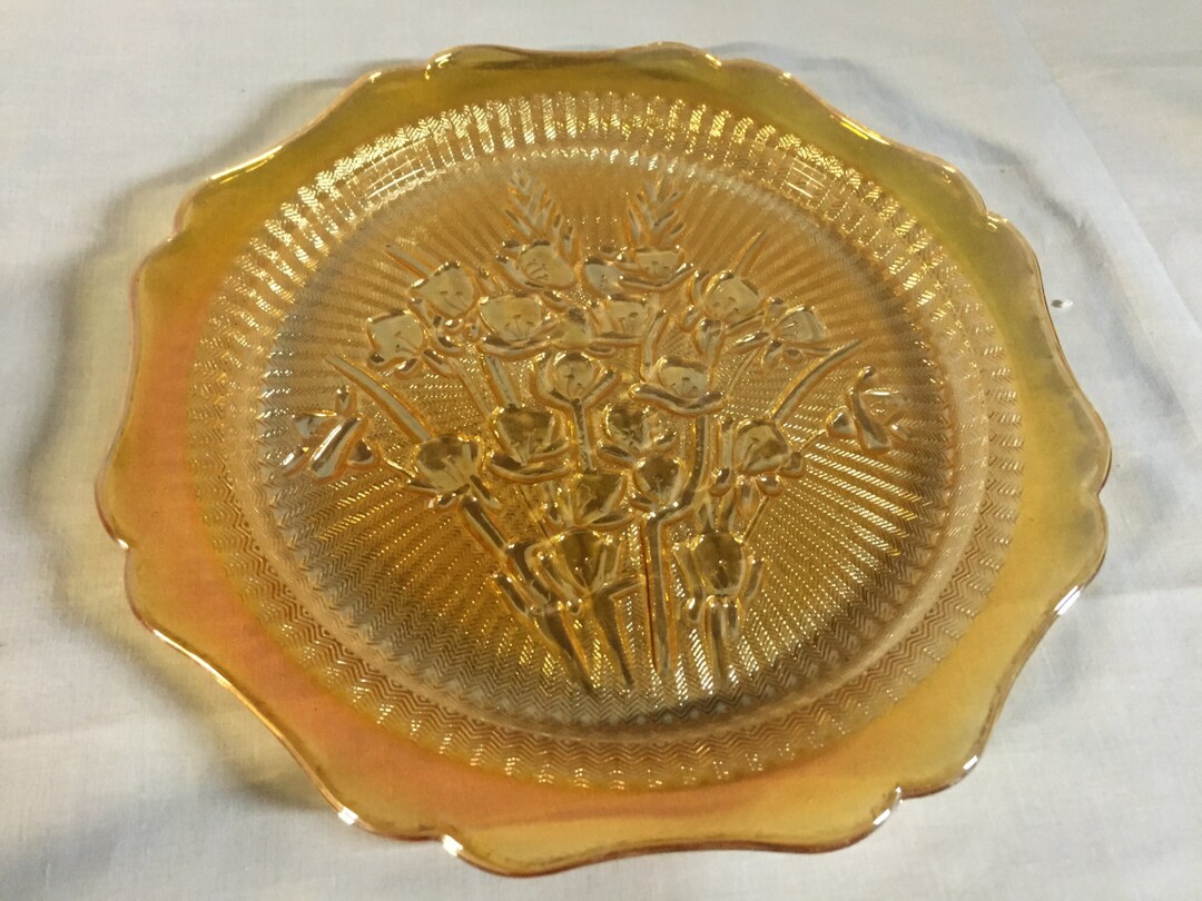 Iridescent Iris Depression Glass 9 Dinner Plates. Etsy
