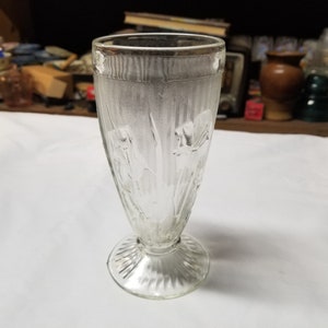 Crystal Iris & herringbone  depression glass 6 1/2&quot; water tumbler