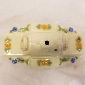 Antique porcelain bathroom wall sconce pastel flowers