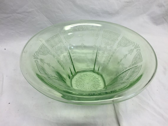 Princess Pattern Green Depression Glass Hat Shaped Bowl Vintage