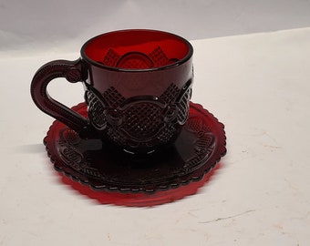Vintage Avon cape cod ruby red Tea cup and saucer
