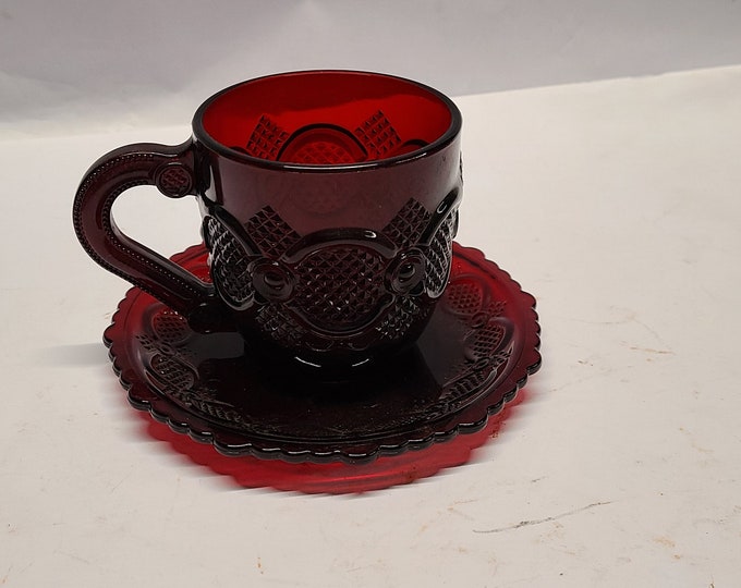 Vintage Avon Cape Cod Ruby Red Tea Cup and Saucer - Etsy