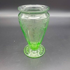 Green cameo Depression glass 5 3/4&quot; Vase very rare.